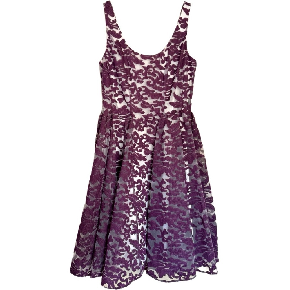 Badgley Mischka Collection Purple Embroidered Chiffon Orchid Dress Size 10 NWT